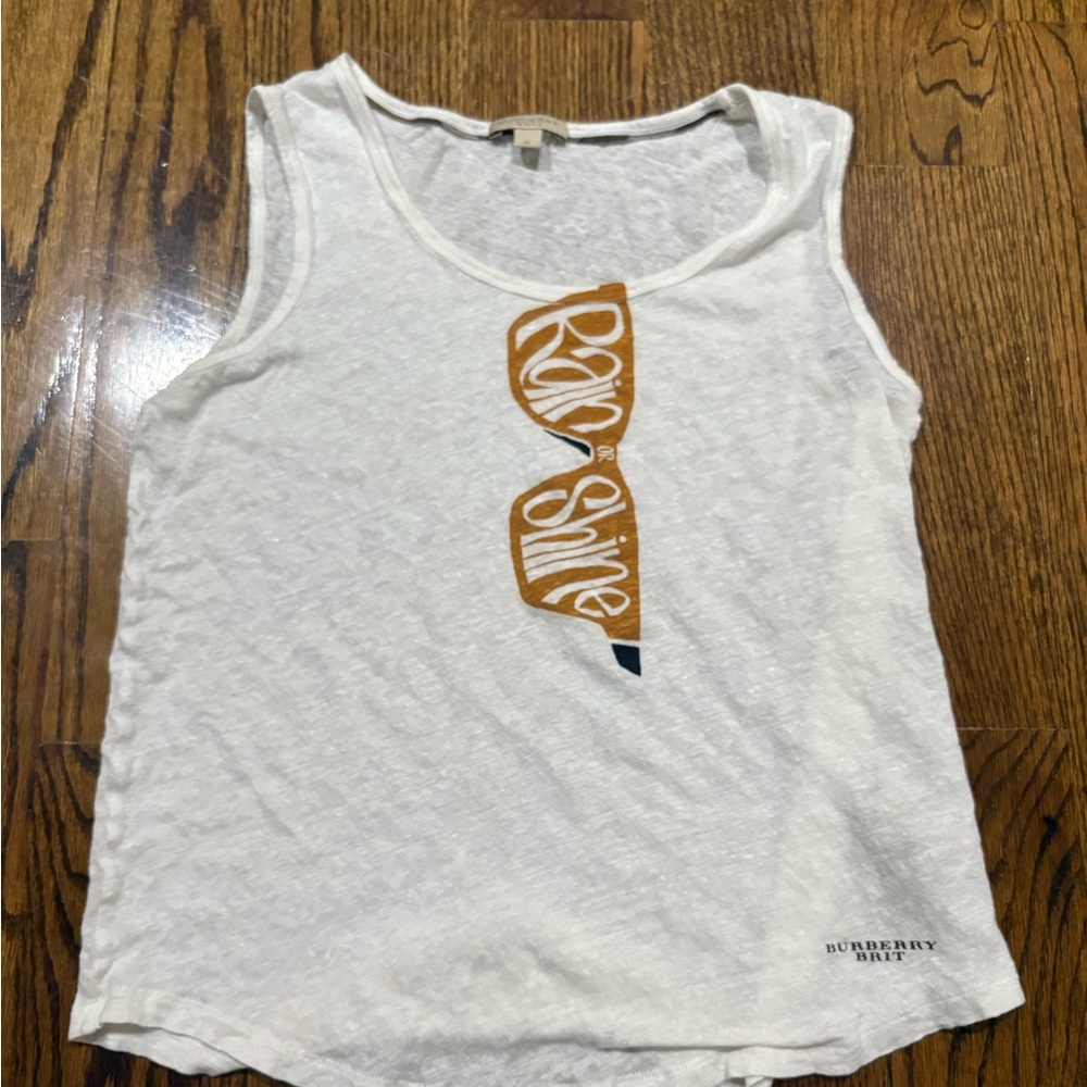 Burberry Brit White Tank Top with Sunglasses Graphic